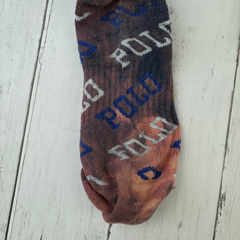 POLO Ralph Lauren All Over Logo Spell-out Tie-Dye Crew Socks Unisex - Picture 10 of 10